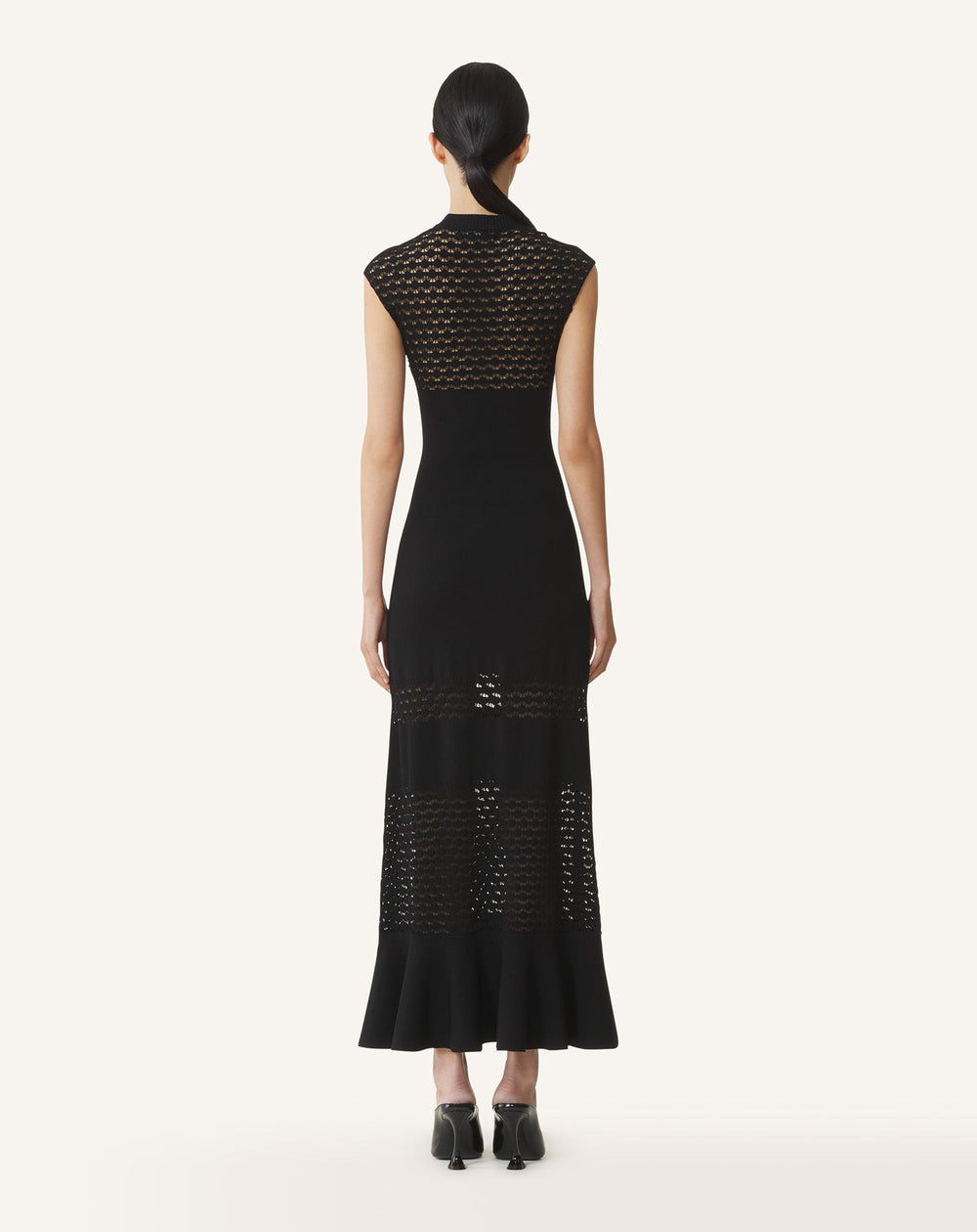 Black Lace Detail Dress In Viscose | Lanvin Women