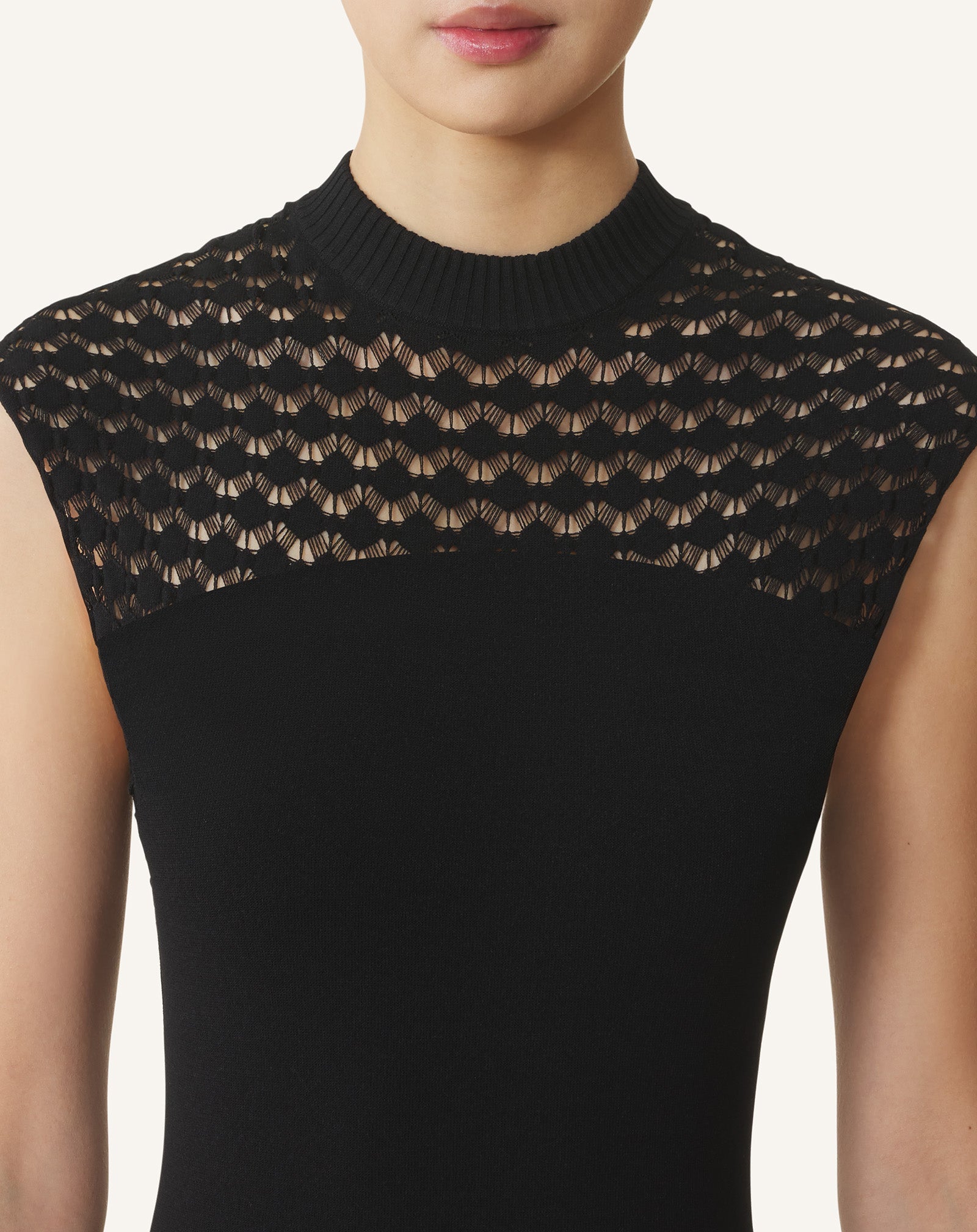 Black Lace Detail Dress In Viscose | Lanvin Women