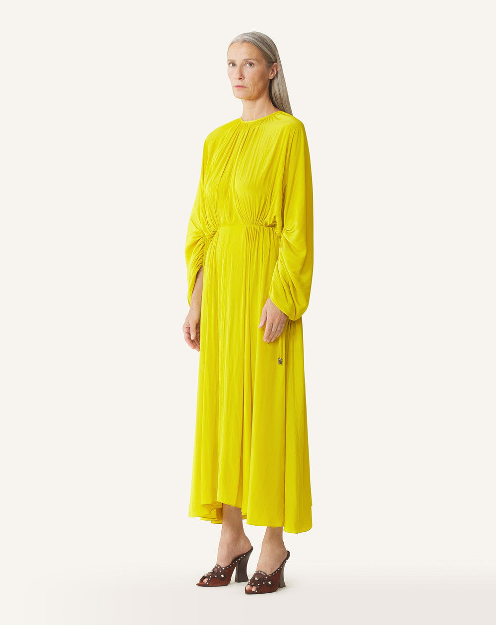 Robe Cintrée En Charmeuse Yellow | Lanvin Women
