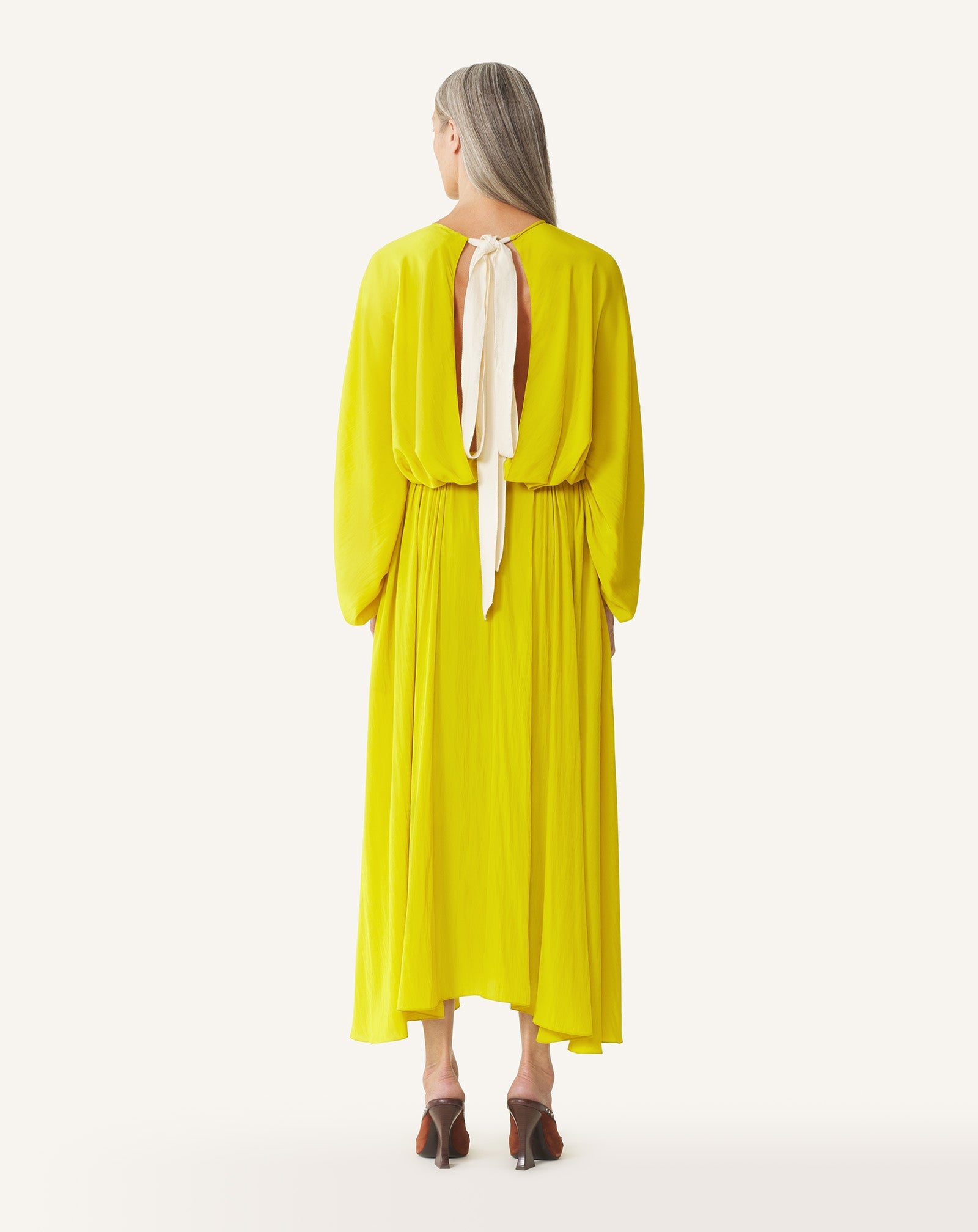 Robe Cintrée En Charmeuse Yellow | Lanvin Women