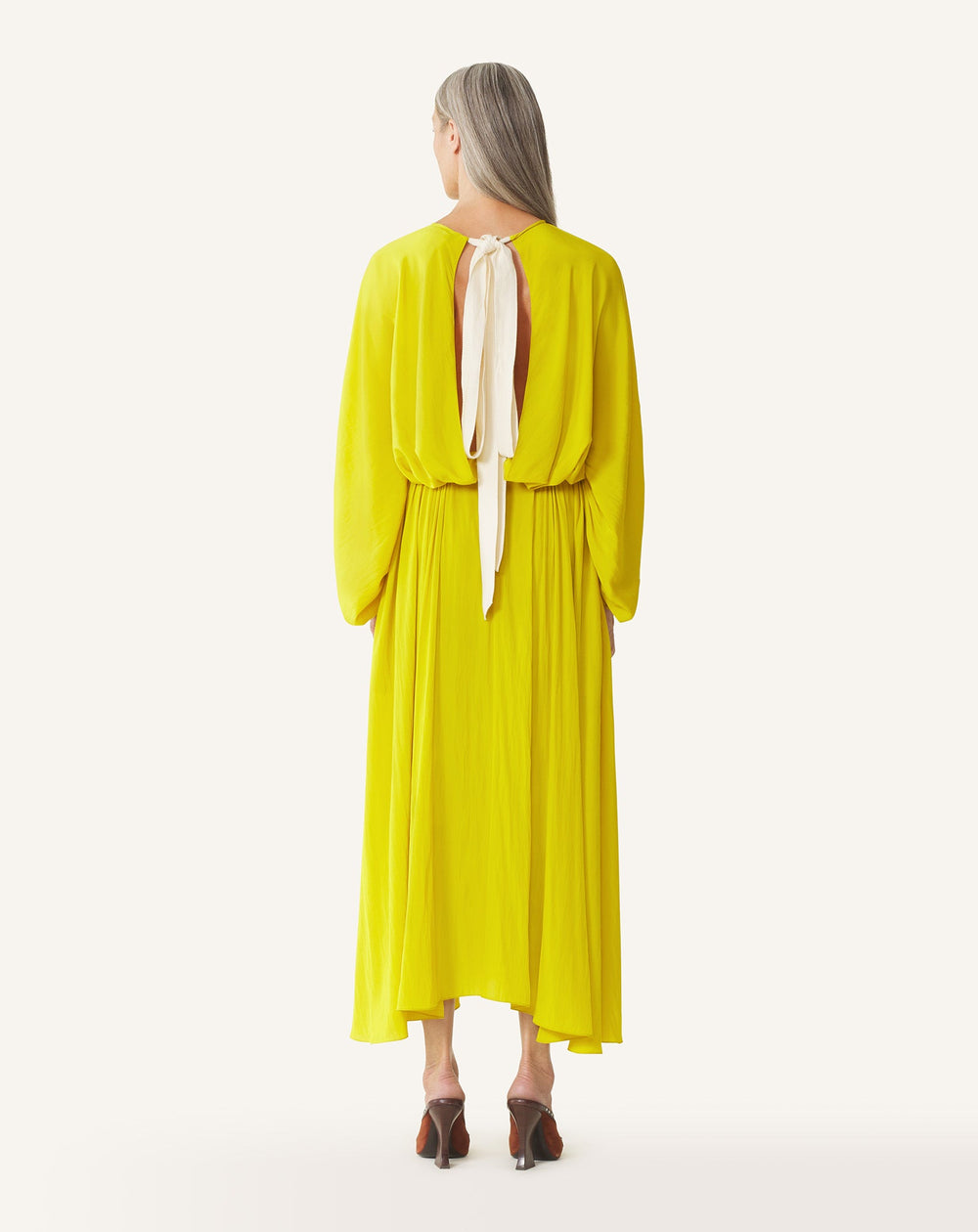 Robe Cintrée En Charmeuse Yellow | Lanvin Women
