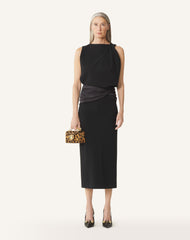 Robe Midi En Jersey Et Satin Black | Lanvin Women