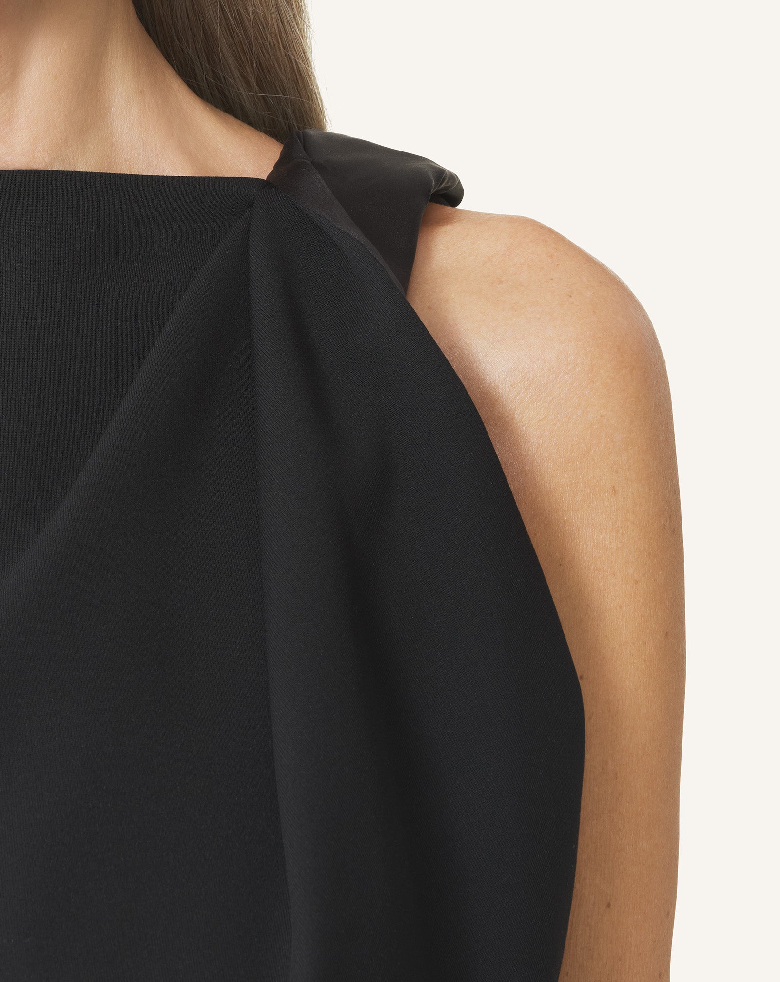 Robe Midi En Jersey Et Satin Black | Lanvin Women