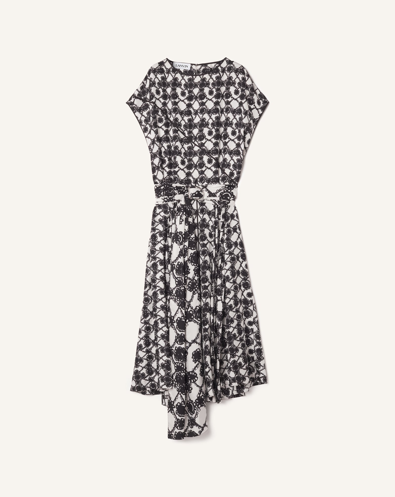 Robe Drapée En Soie Imprimée White | Lanvin Women
