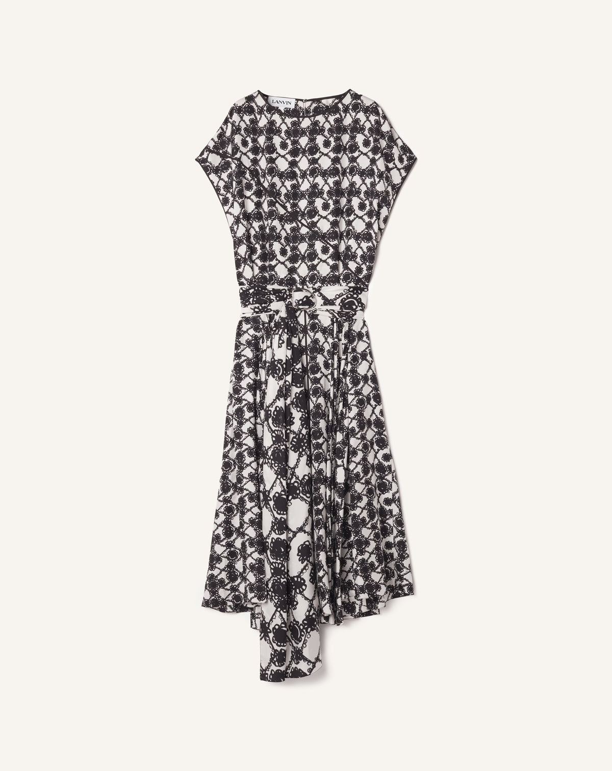 Robe Drapée En Soie Imprimée White | Lanvin Women
