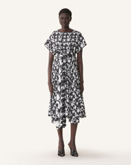 Robe Drapée En Soie Imprimée White | Lanvin Women
