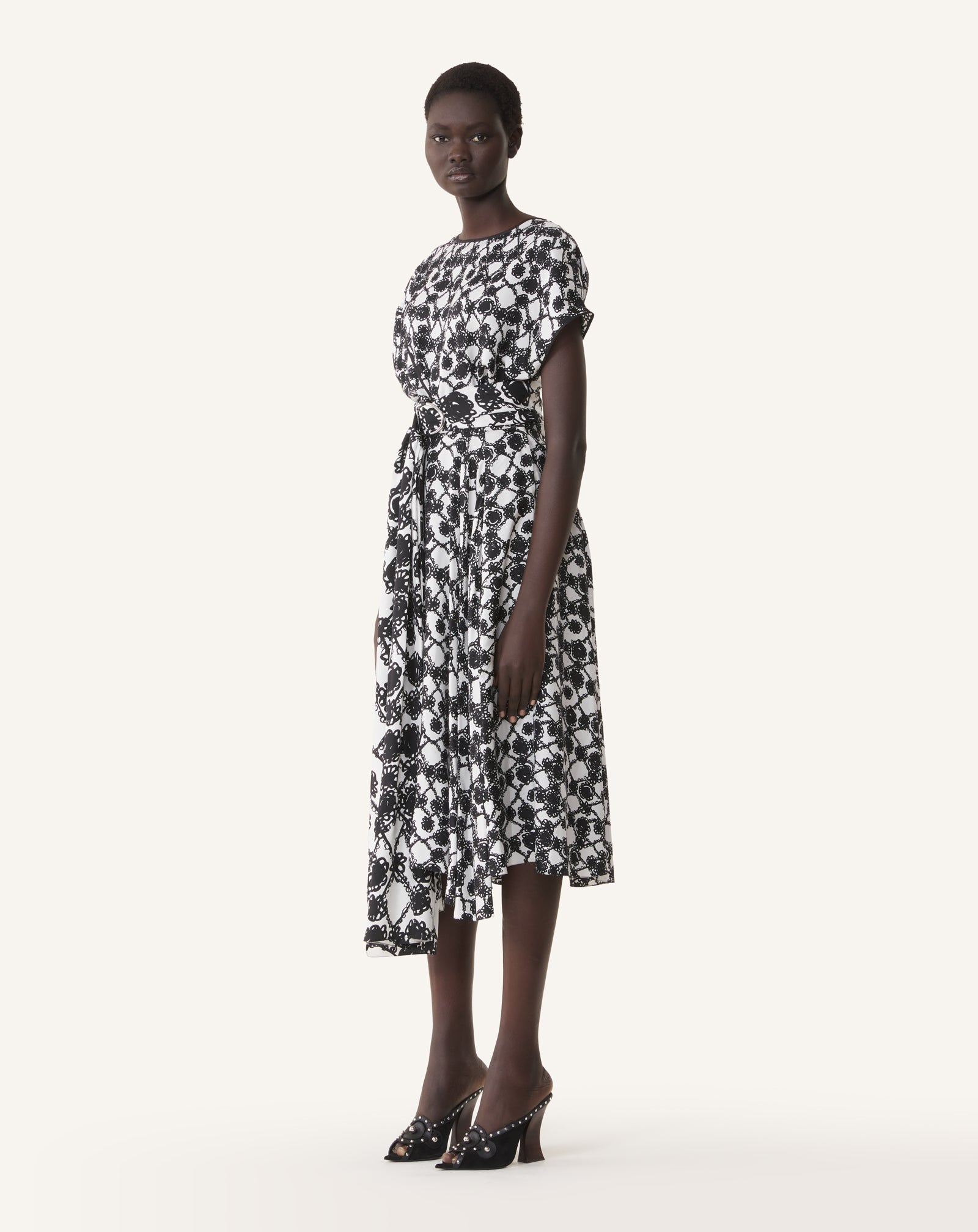 Robe Drapée En Soie Imprimée White | Lanvin Women