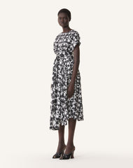 Robe Drapée En Soie Imprimée White | Lanvin Women