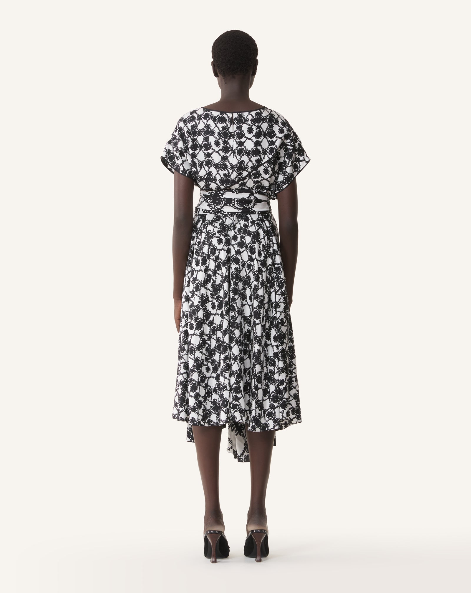 Robe Drapée En Soie Imprimée White | Lanvin Women