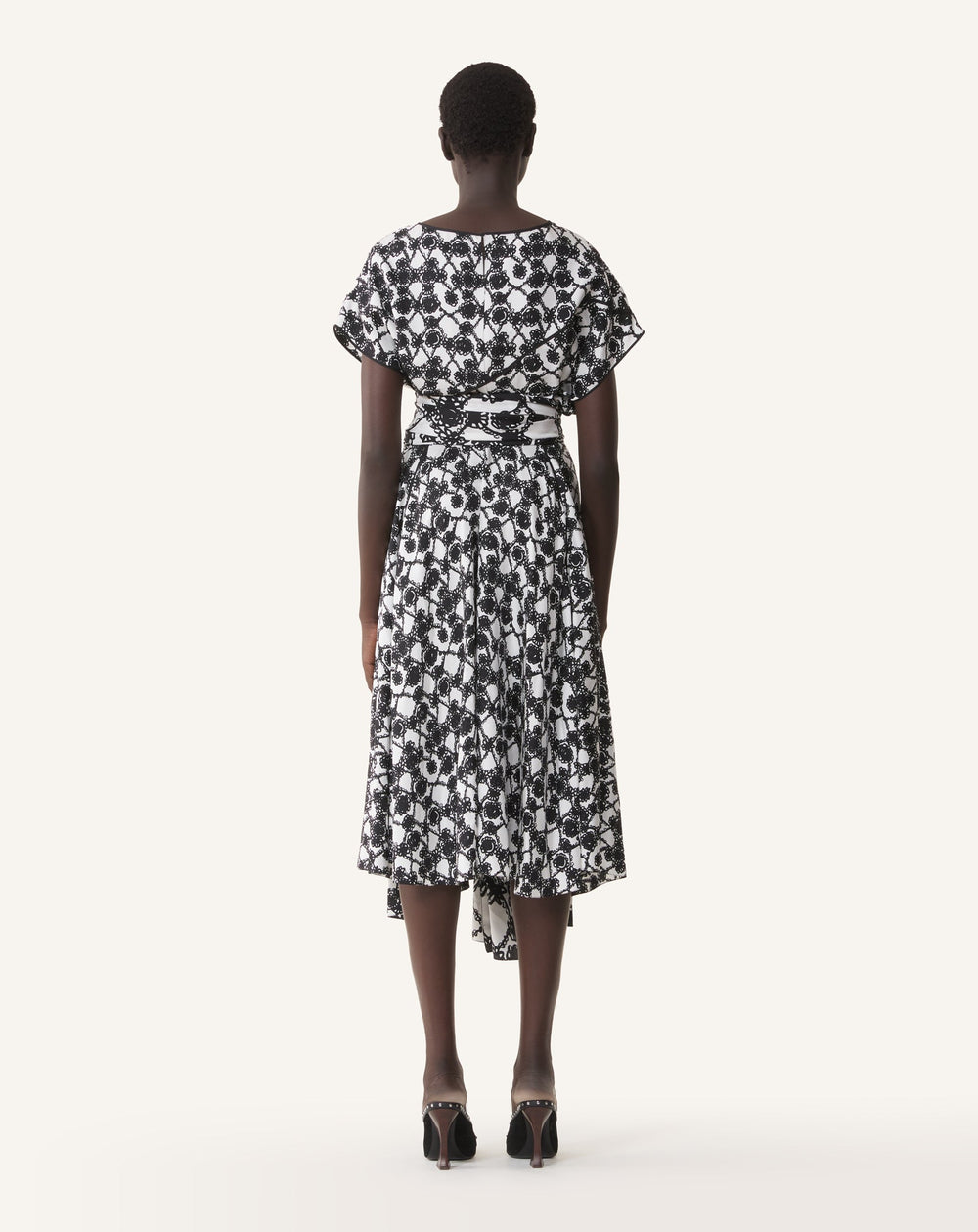 Robe Drapée En Soie Imprimée White | Lanvin Women