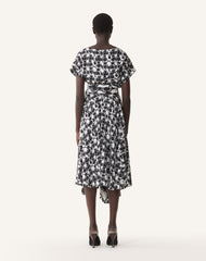 Robe Drapée En Soie Imprimée White | Lanvin Women