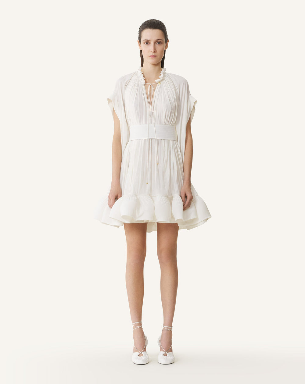 White Short Charmeuse Dress | Lanvin Women