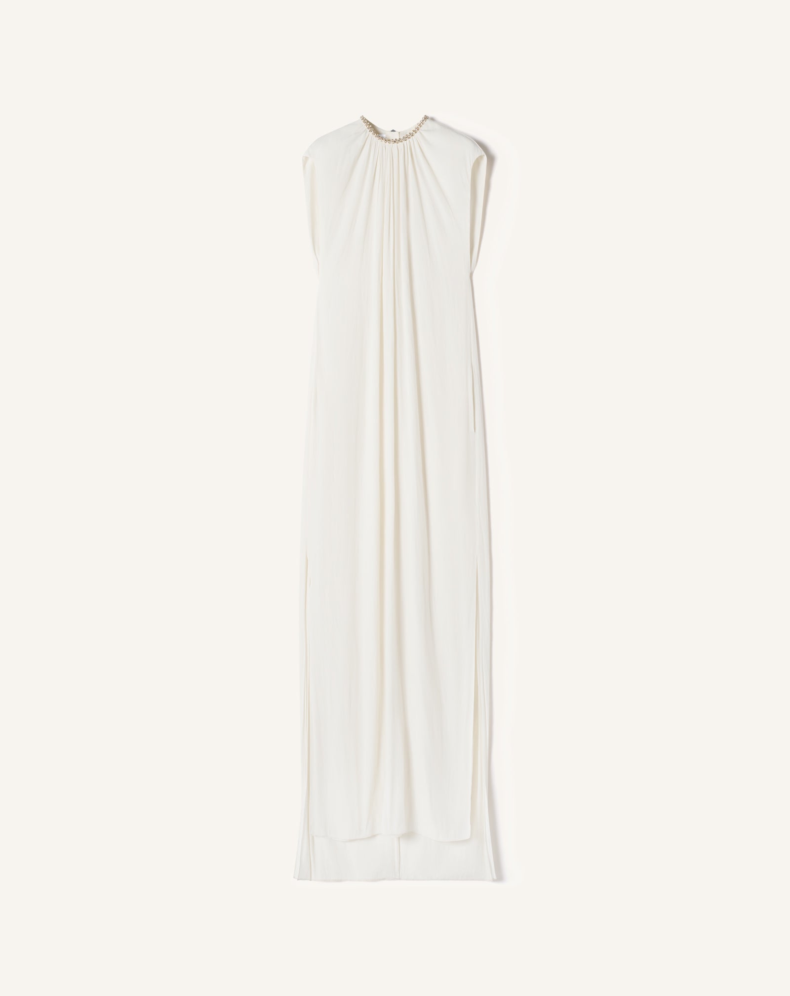 Robe Brodée En Charmeuse White | Lanvin Women