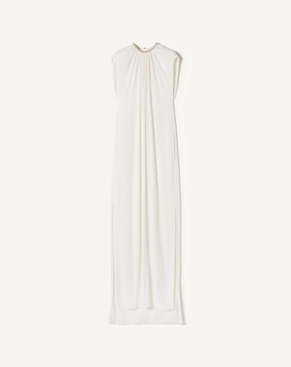 Robe Brodée En Charmeuse White | Lanvin Women