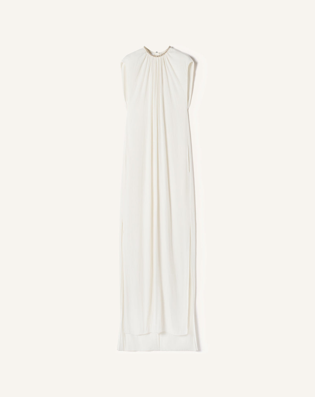 Robe Brodée En Charmeuse White | Lanvin Women