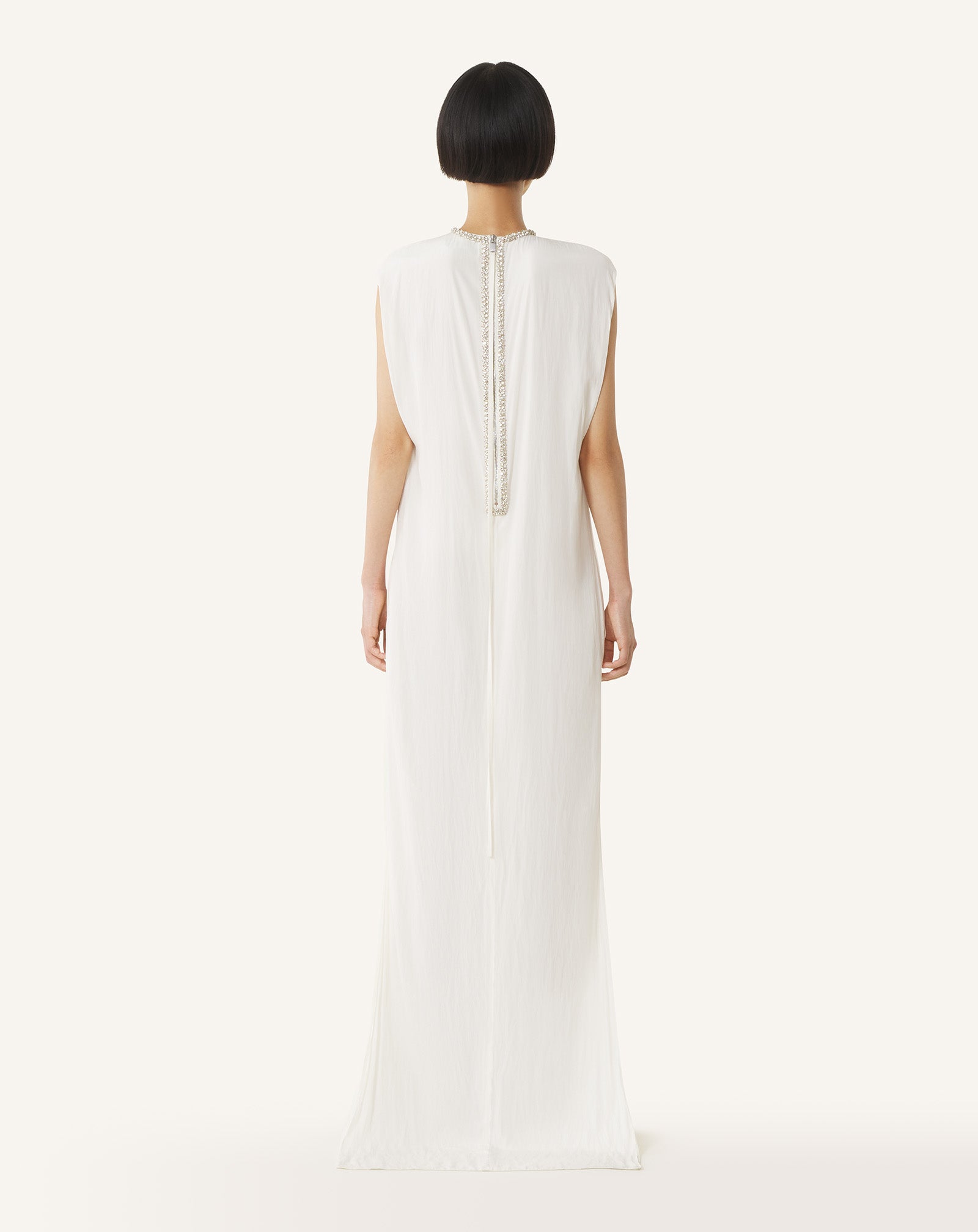 Robe Brodée En Charmeuse White | Lanvin Women