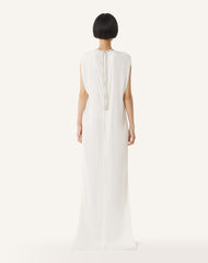 Robe Brodée En Charmeuse White | Lanvin Women