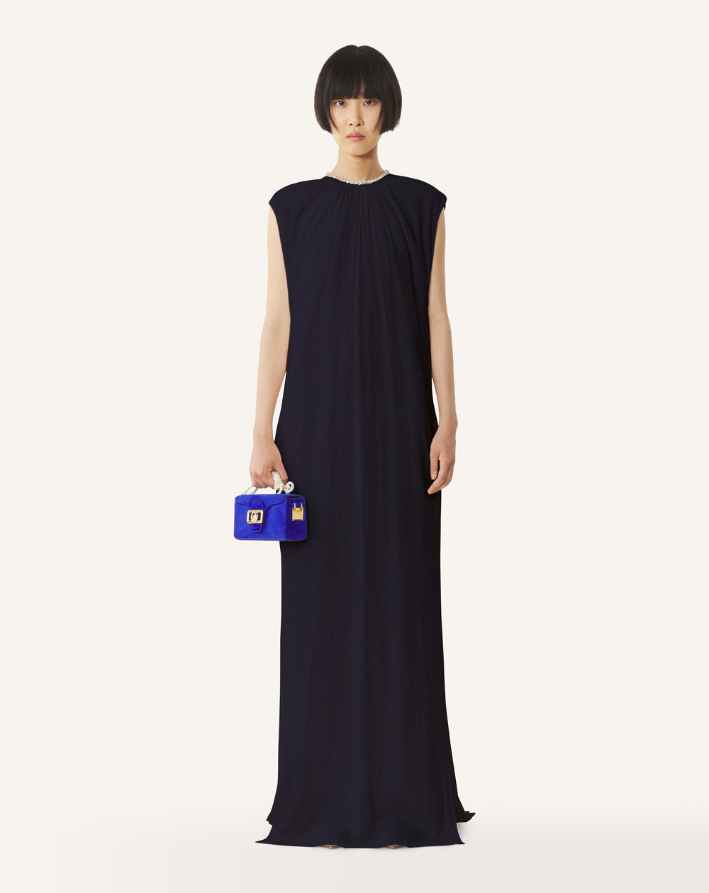 Robe Brodée En Charmeuse Blue | Lanvin Women