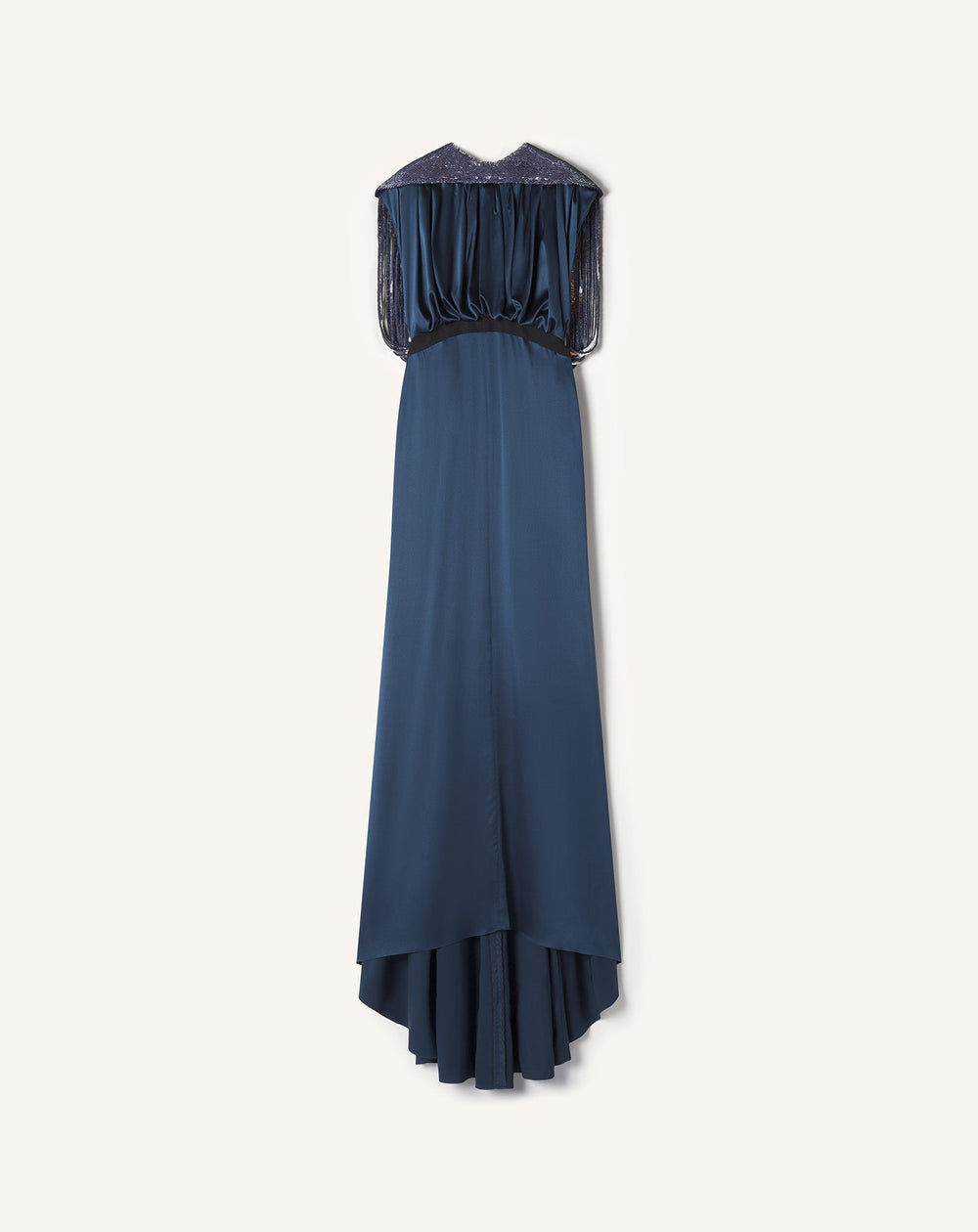 Robe À Dos Brodé En Satin De Soie Blue | Lanvin Women