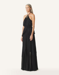 Robe Brodée En Soie Et Charmeuse Black | Lanvin Women