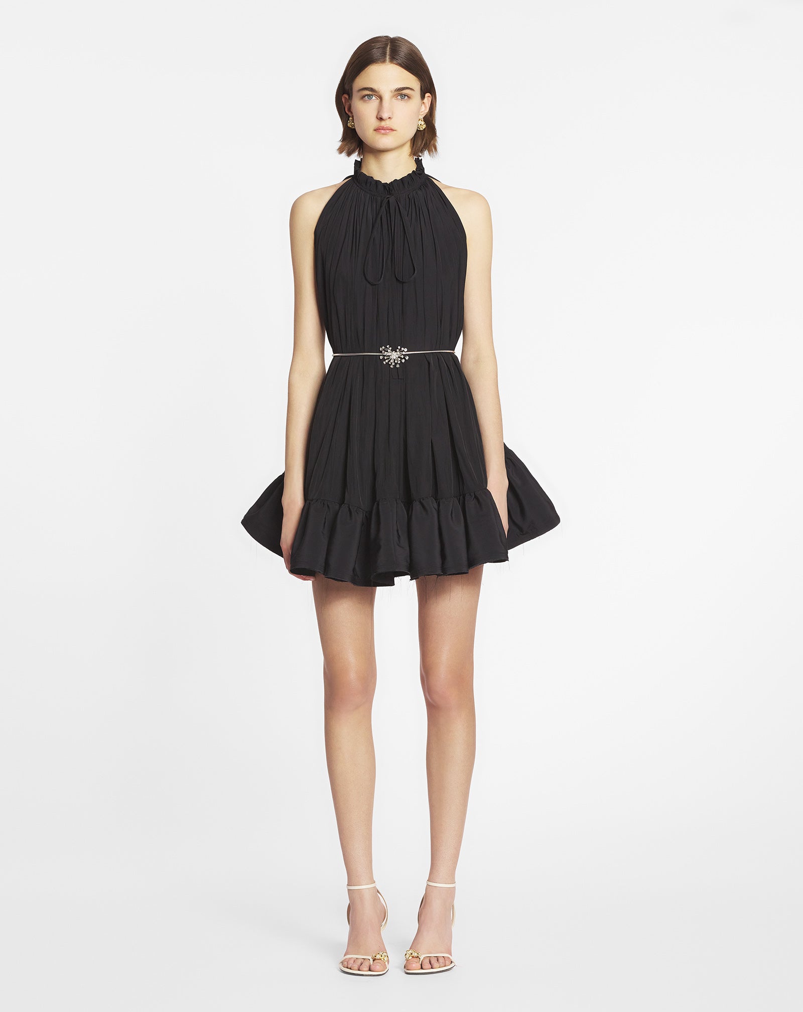 Black Short Dress With Ruffles | Lanvin Women