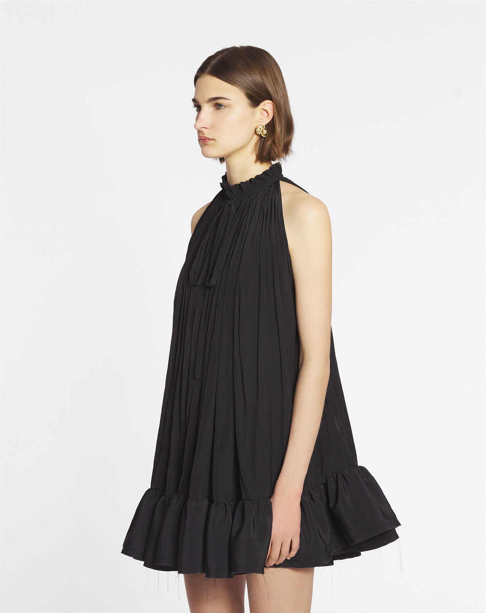 Black Short Dress With Ruffles | Lanvin Women