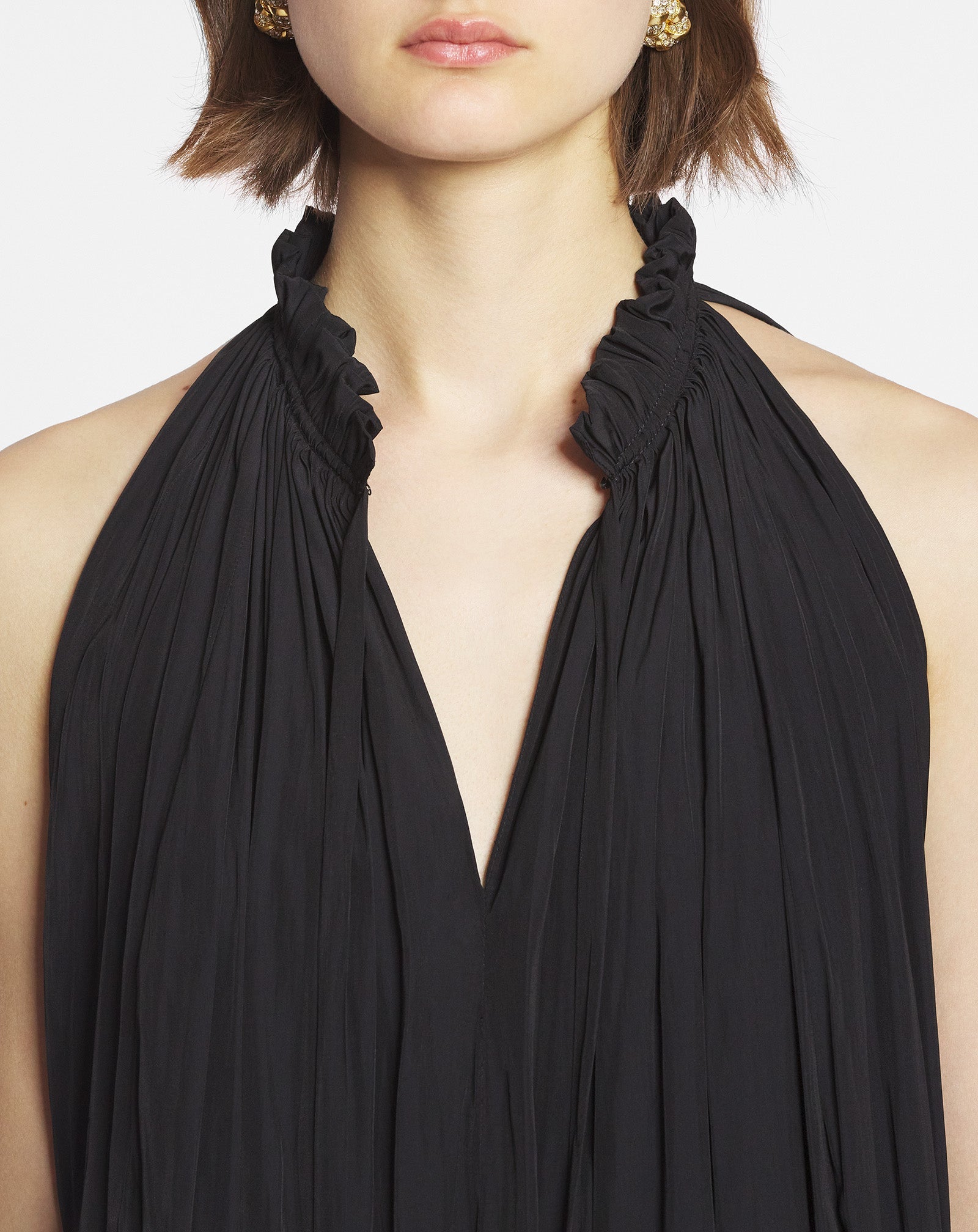 Black Short Dress With Ruffles | Lanvin Women