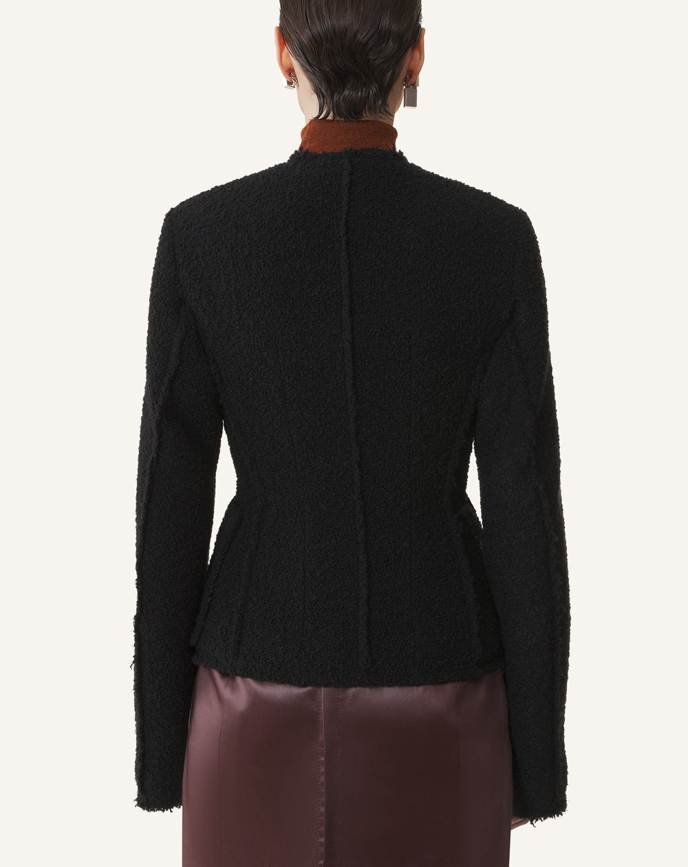 Black Asymmetrical Jacket In Bouclé Wool | Lanvin Women