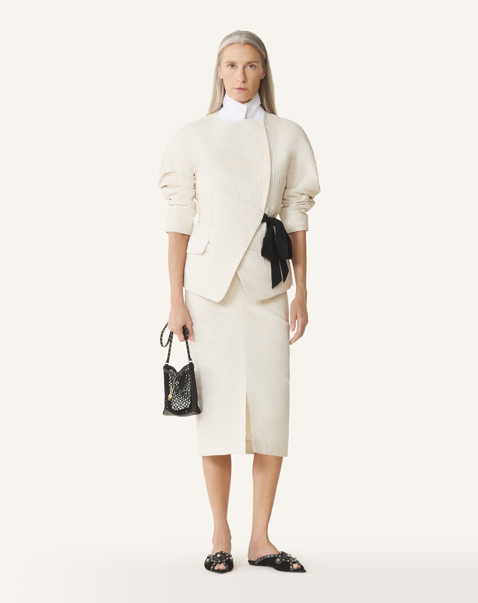 Veste Ceinturée En Jacquard White | Lanvin Women