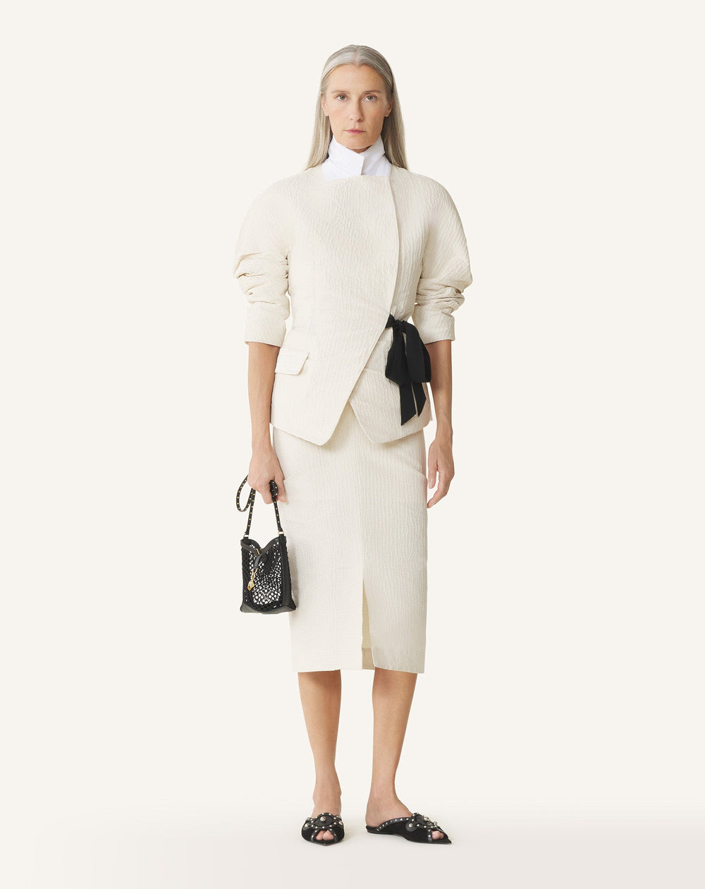 Veste Ceinturée En Jacquard White | Lanvin Women