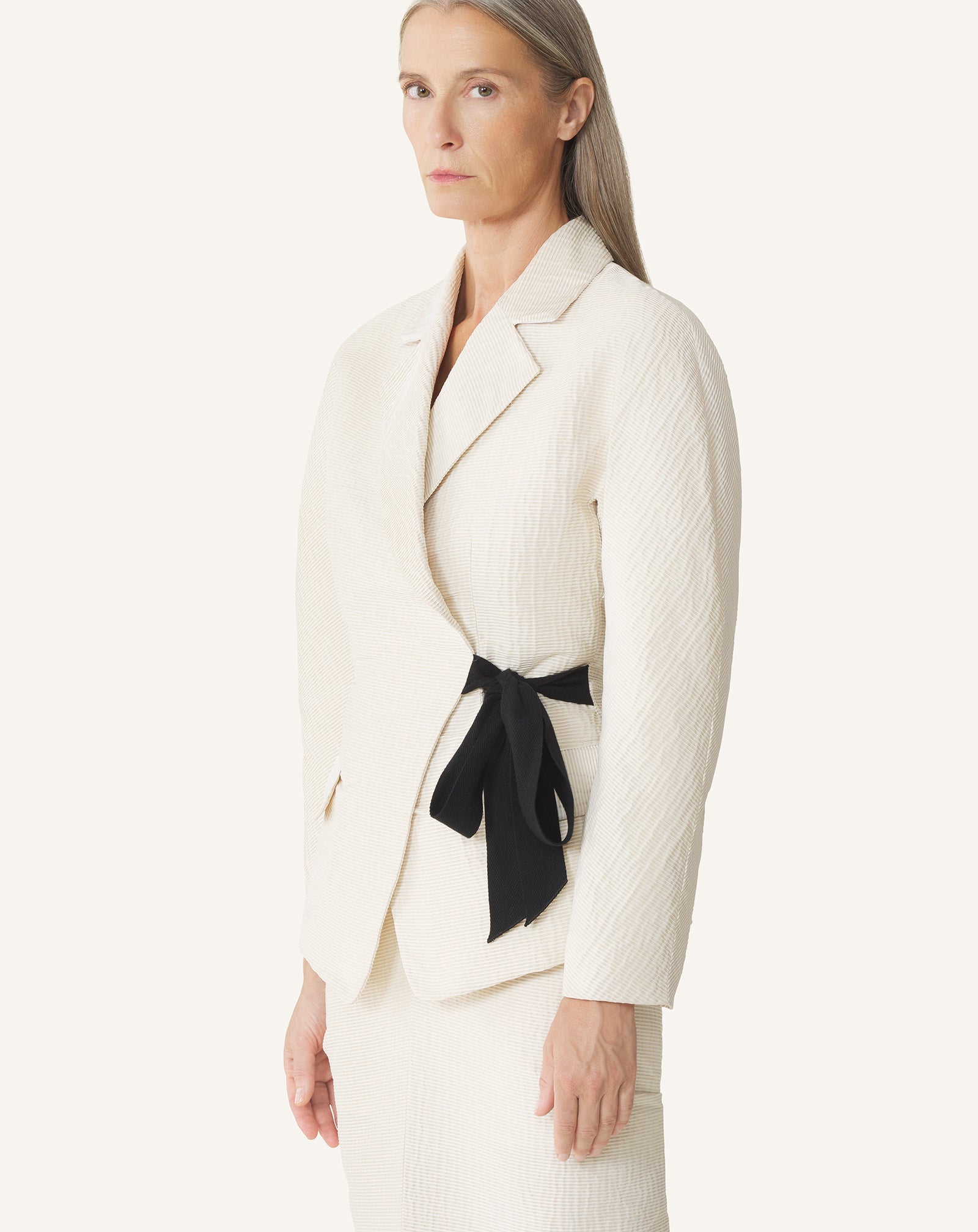 Veste Ceinturée En Jacquard White | Lanvin Women