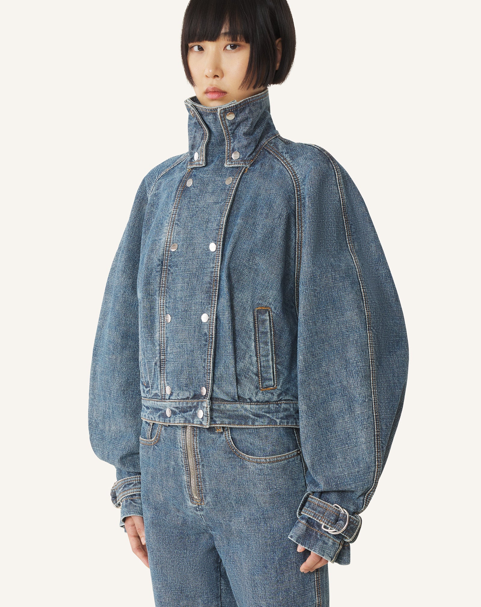 Blouson Court En Denim Blue | Lanvin Women