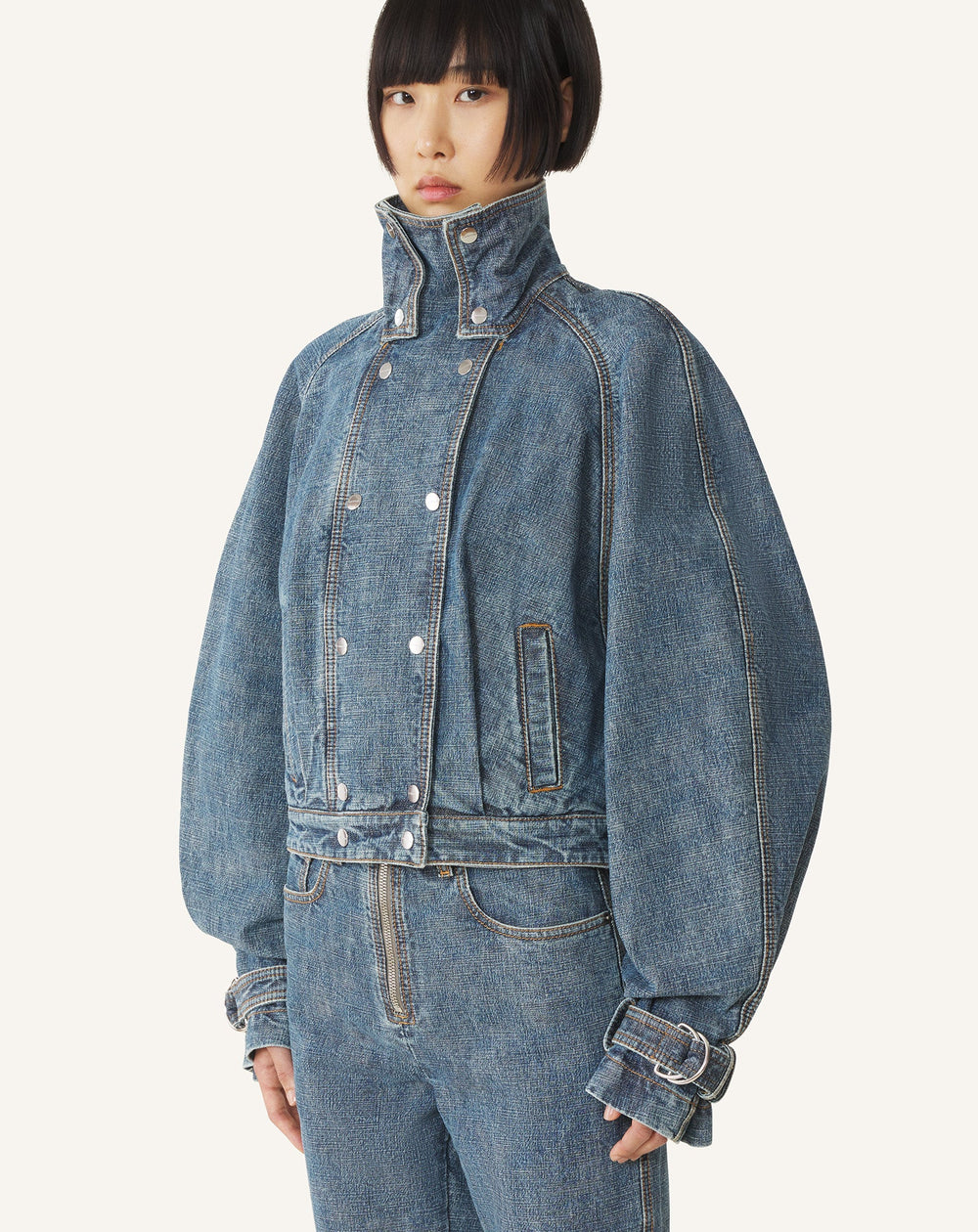 Blouson Court En Denim Blue | Lanvin Women