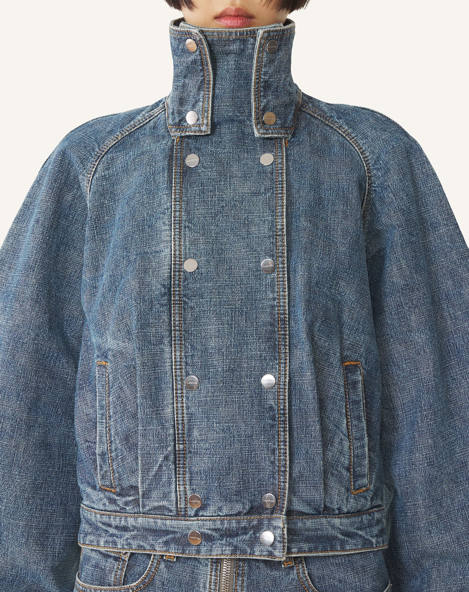 Blouson Court En Denim Blue | Lanvin Women