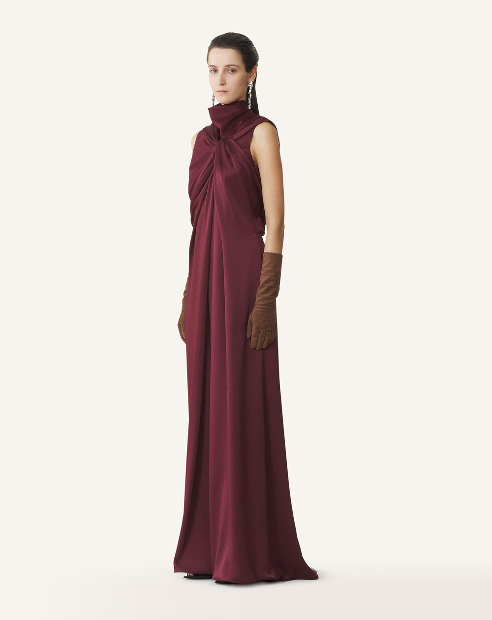 Brown Long Jumpsuit In Satin | Lanvin Women