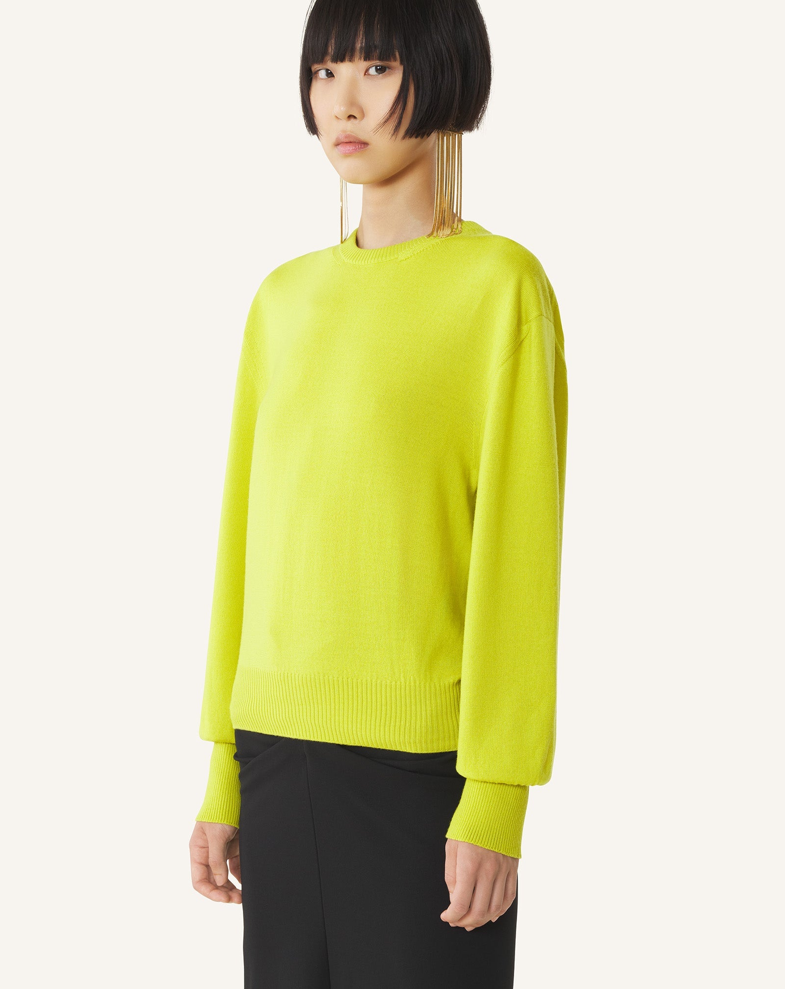Pull T-shirt Détail Gros Grain En Laine Green | Lanvin Women