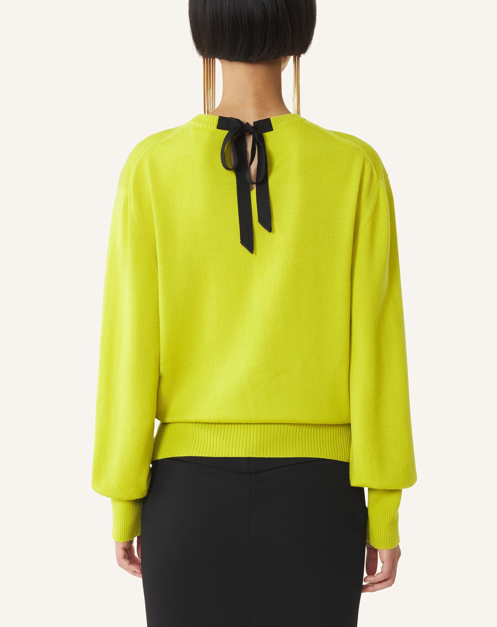 Pull T-shirt Détail Gros Grain En Laine Green | Lanvin Women
