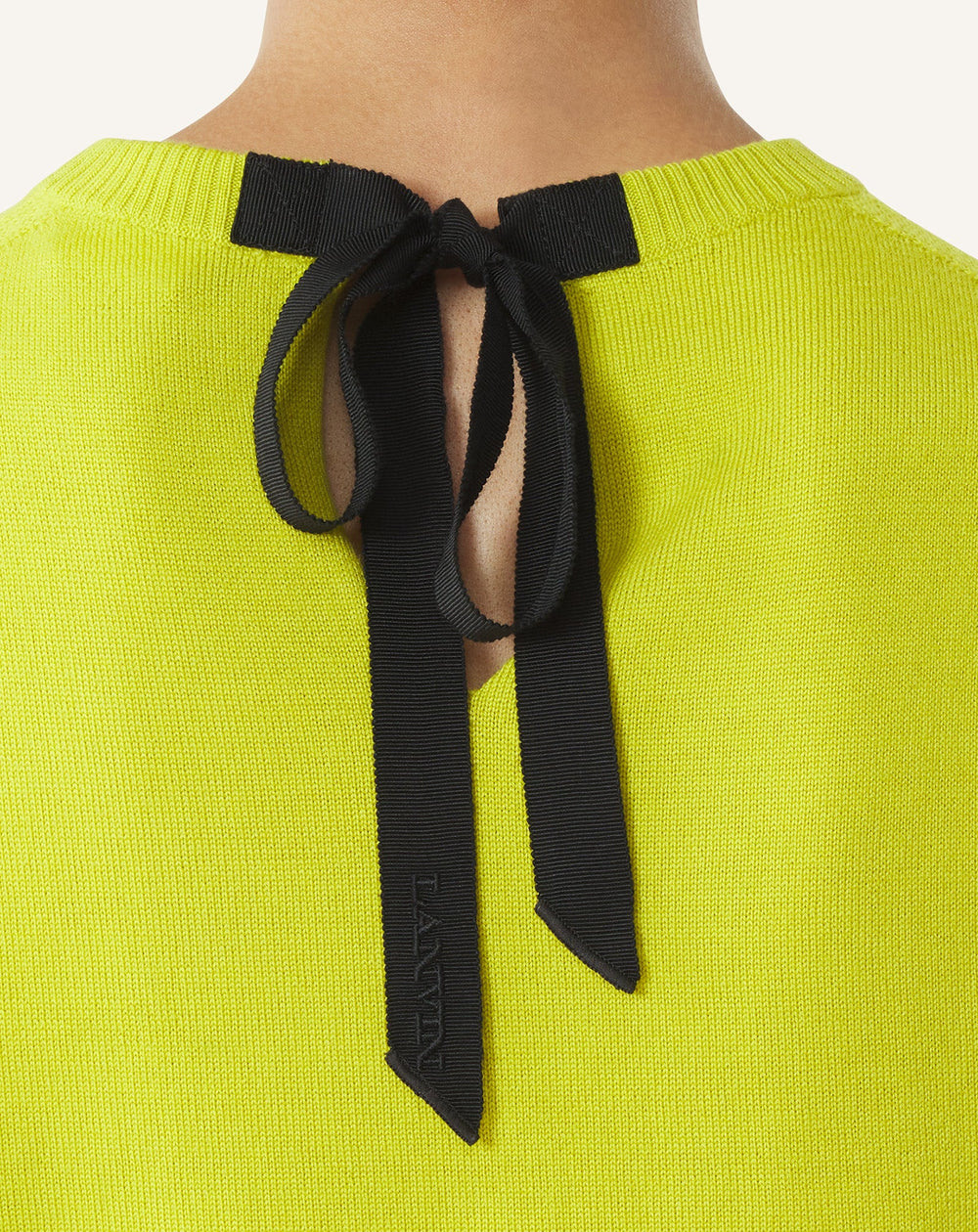 Pull T-shirt Détail Gros Grain En Laine Green | Lanvin Women