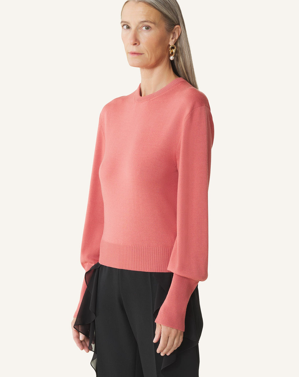 Pull T-shirt Détail Gros Grain En Laine Pink | Lanvin Women