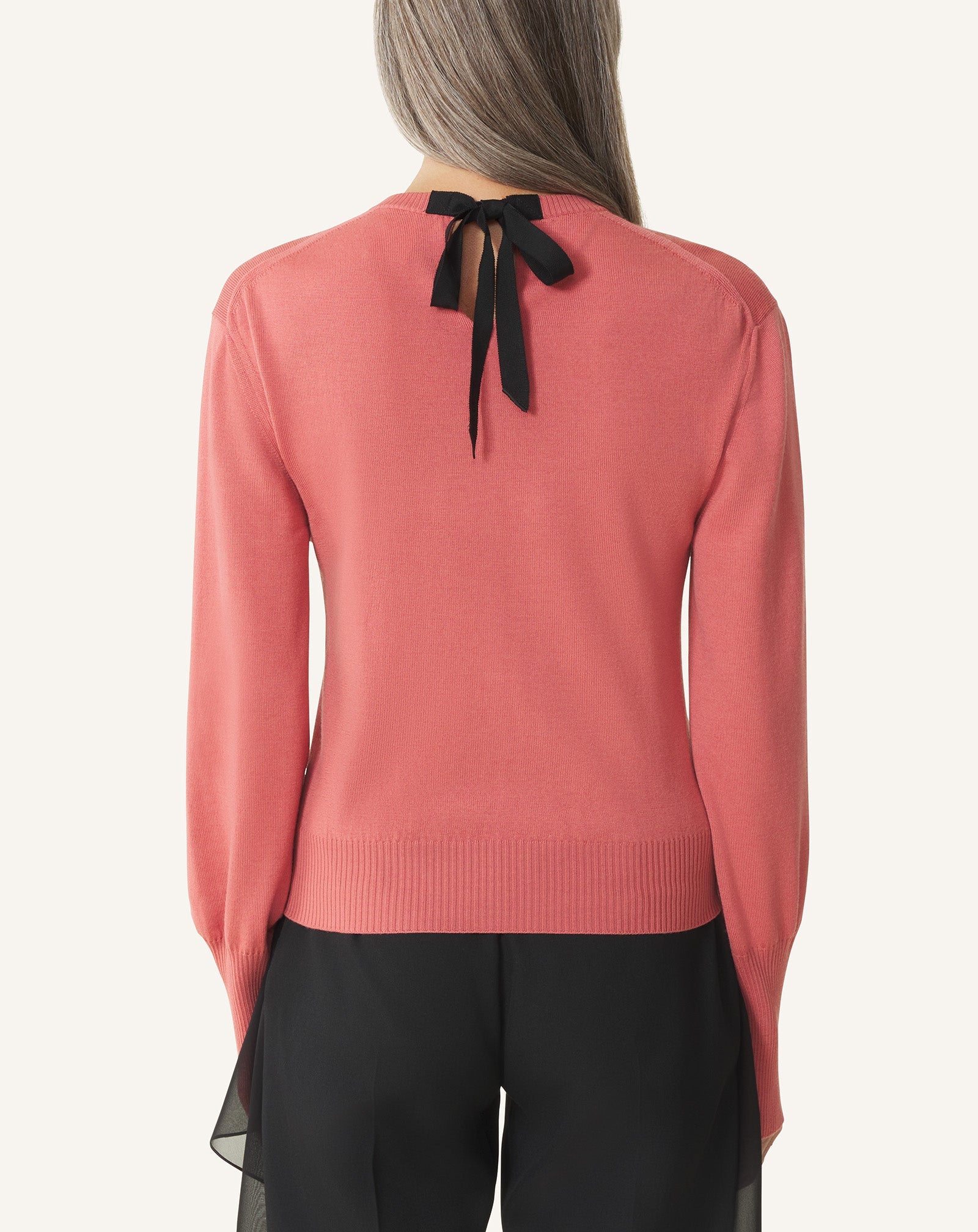 Pull T-shirt Détail Gros Grain En Laine Pink | Lanvin Women