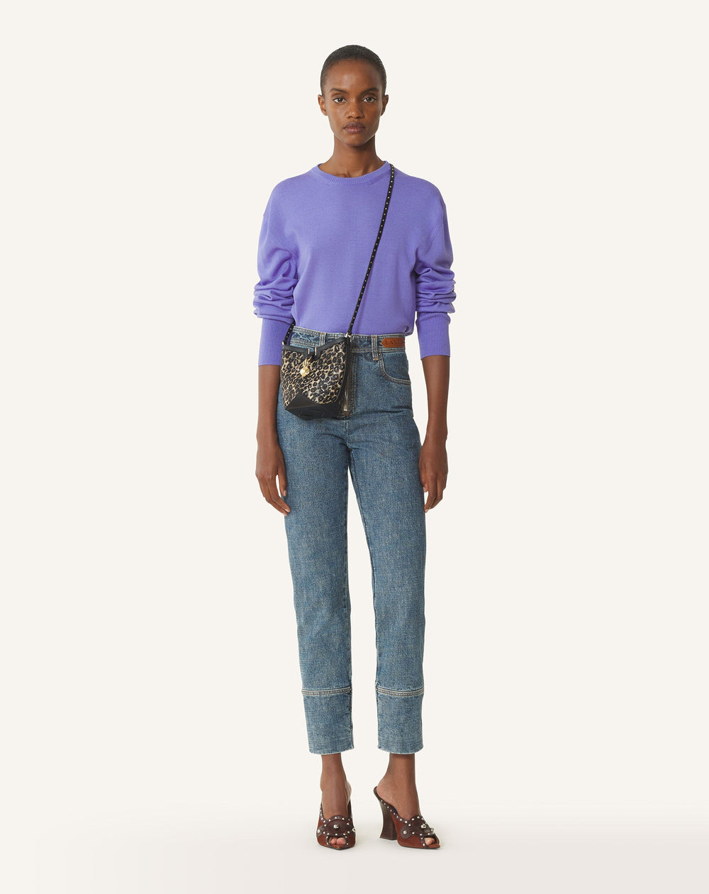Pull T-shirt Détail Gros Grain En Laine Purple | Lanvin Women