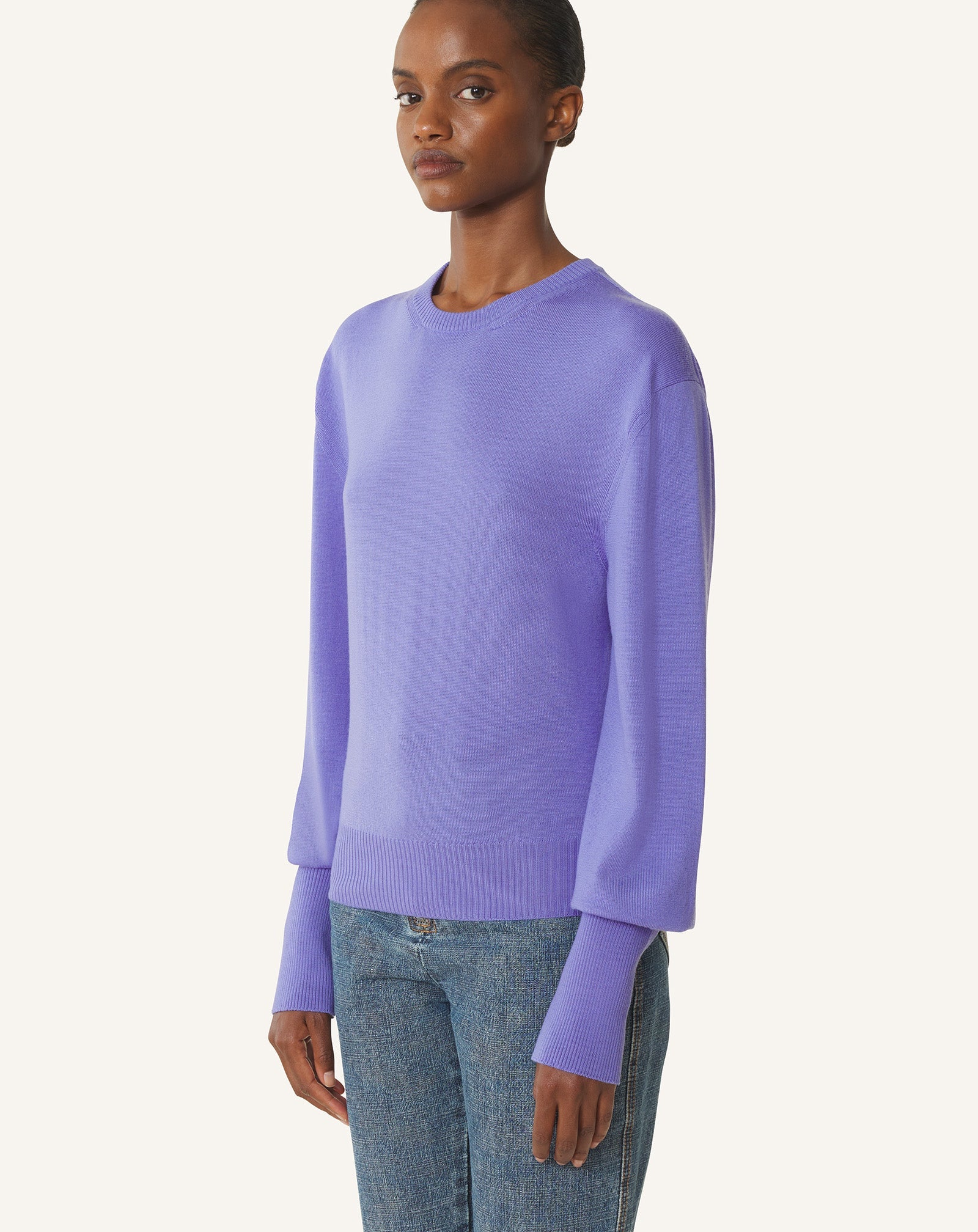 Pull T-shirt Détail Gros Grain En Laine Purple | Lanvin Women