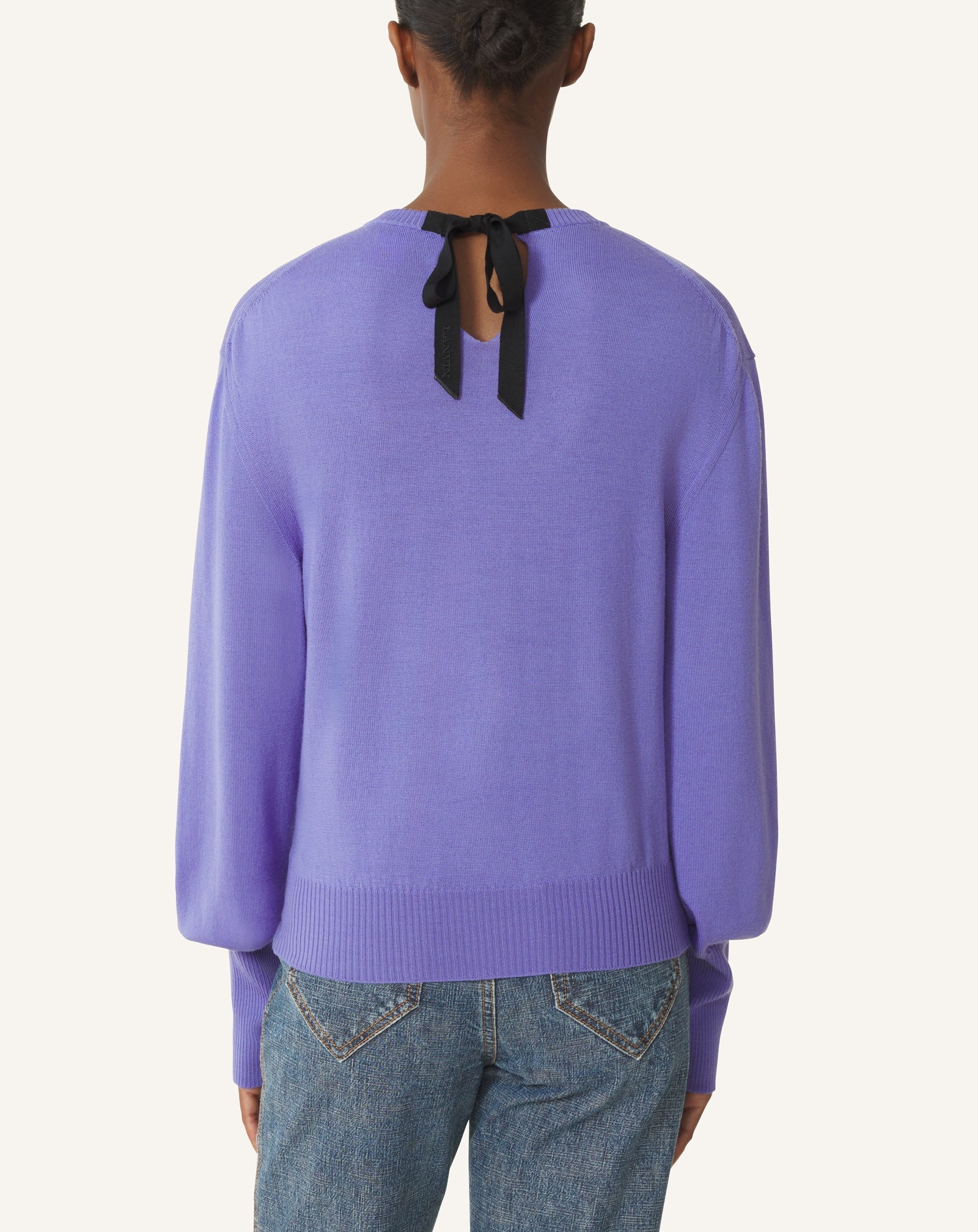 Pull T-shirt Détail Gros Grain En Laine Purple | Lanvin Women