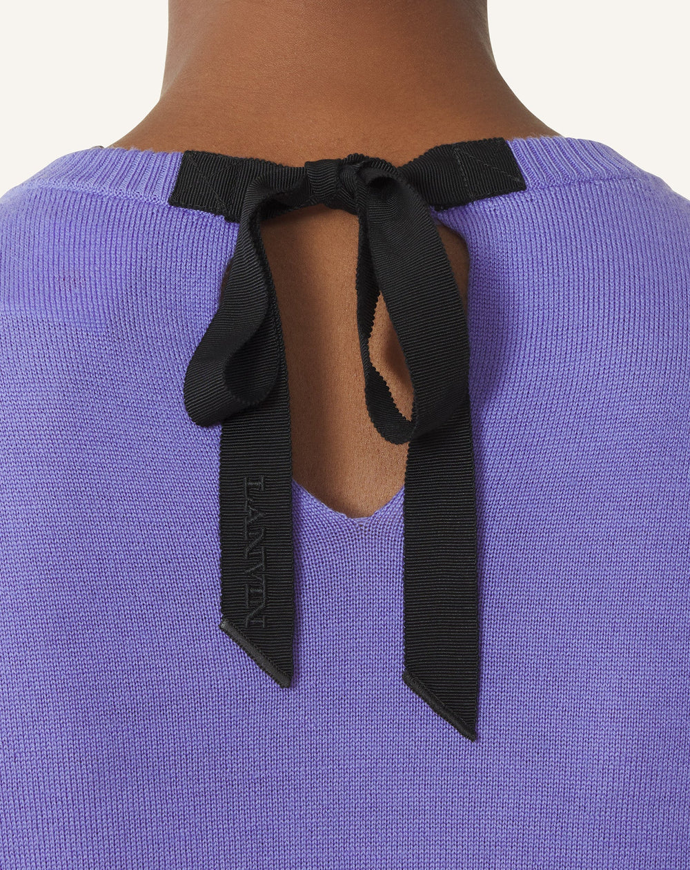 Pull T-shirt Détail Gros Grain En Laine Purple | Lanvin Women