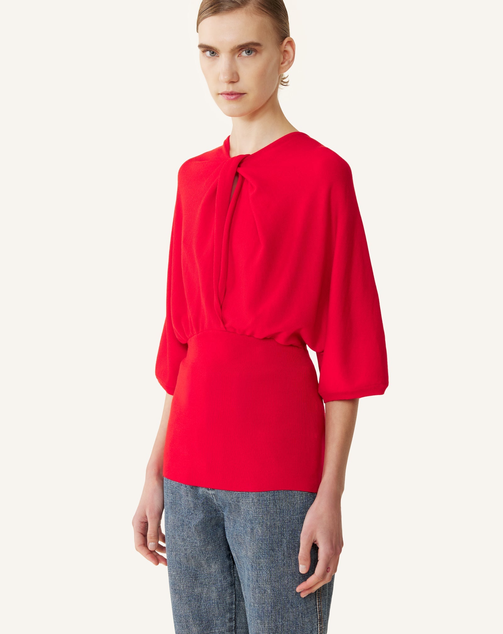 Pull Détail Noeud En Laine Mérinos Red | Lanvin Women