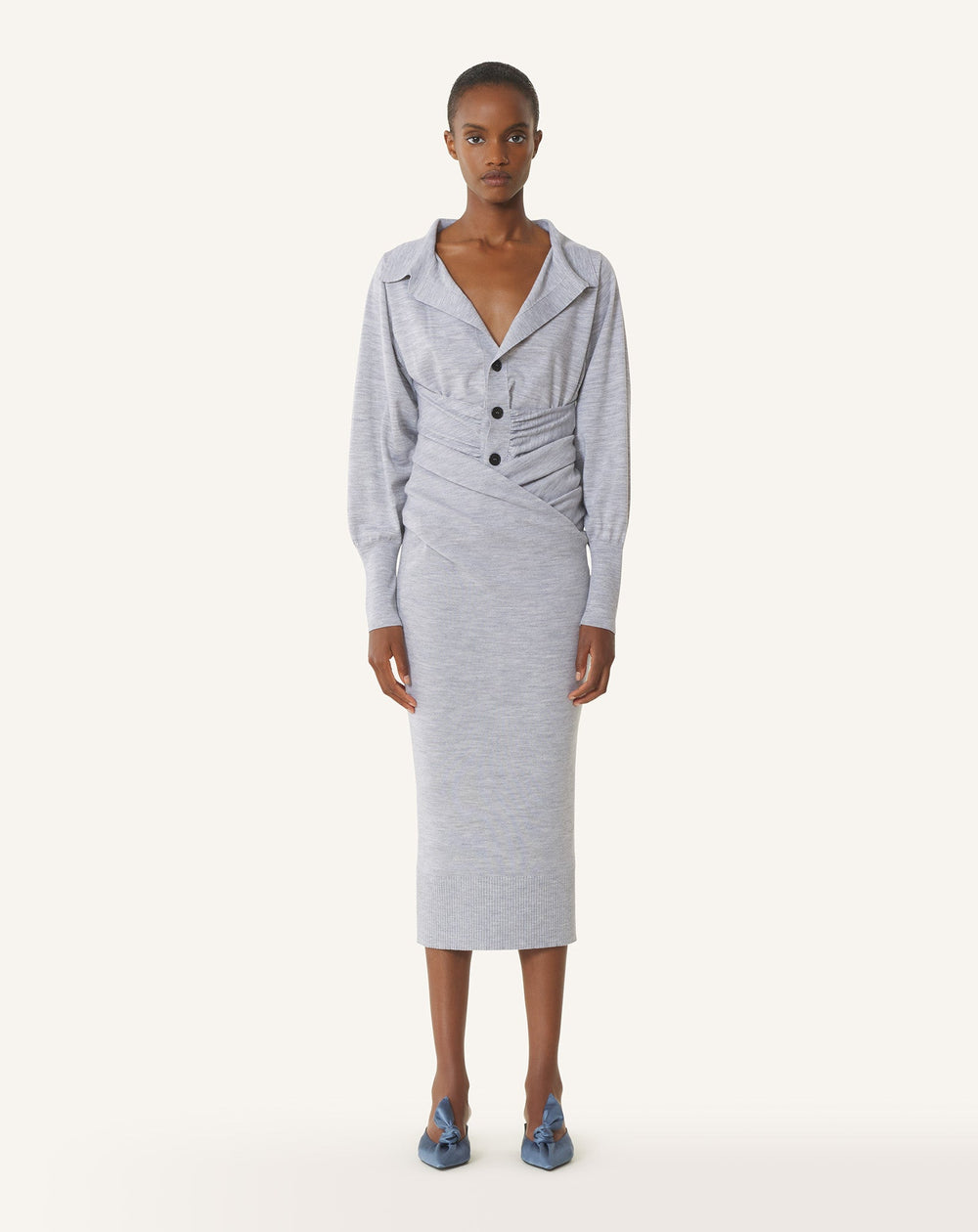 Jupe Midi Drapée En Laine Black | Lanvin Women
