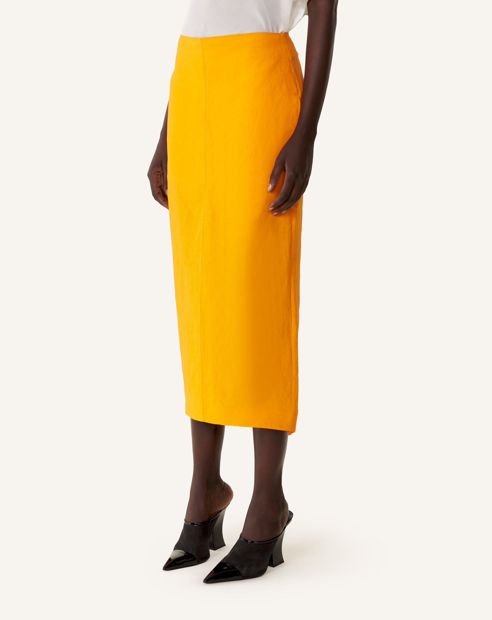 Jupe Midi Asymétrique En Papier Orange | Lanvin Women
