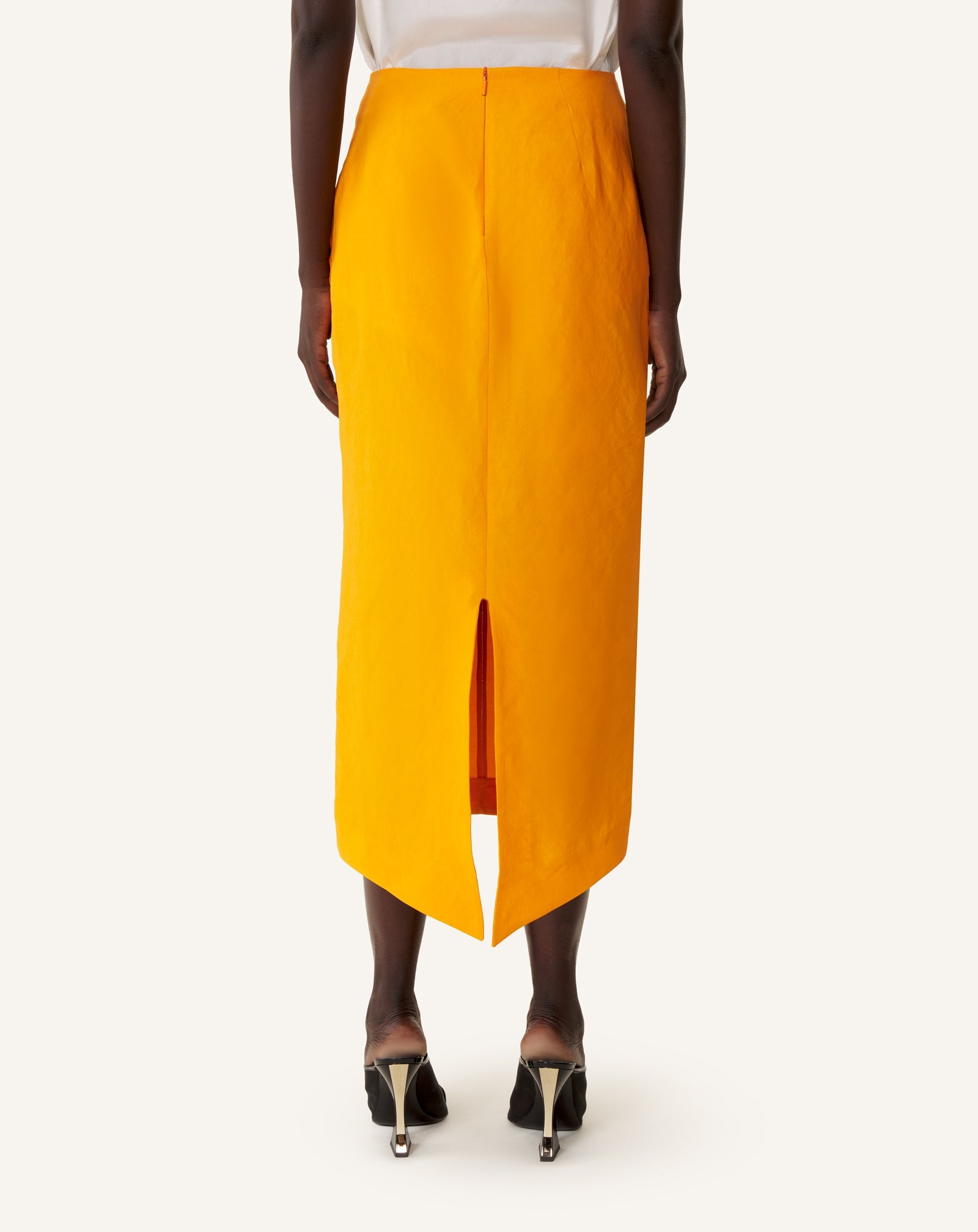Jupe Midi Asymétrique En Papier Orange | Lanvin Women