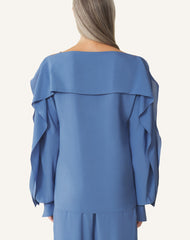 Haut À Manches Longues En Crêpe De Chine Blue | Lanvin Women