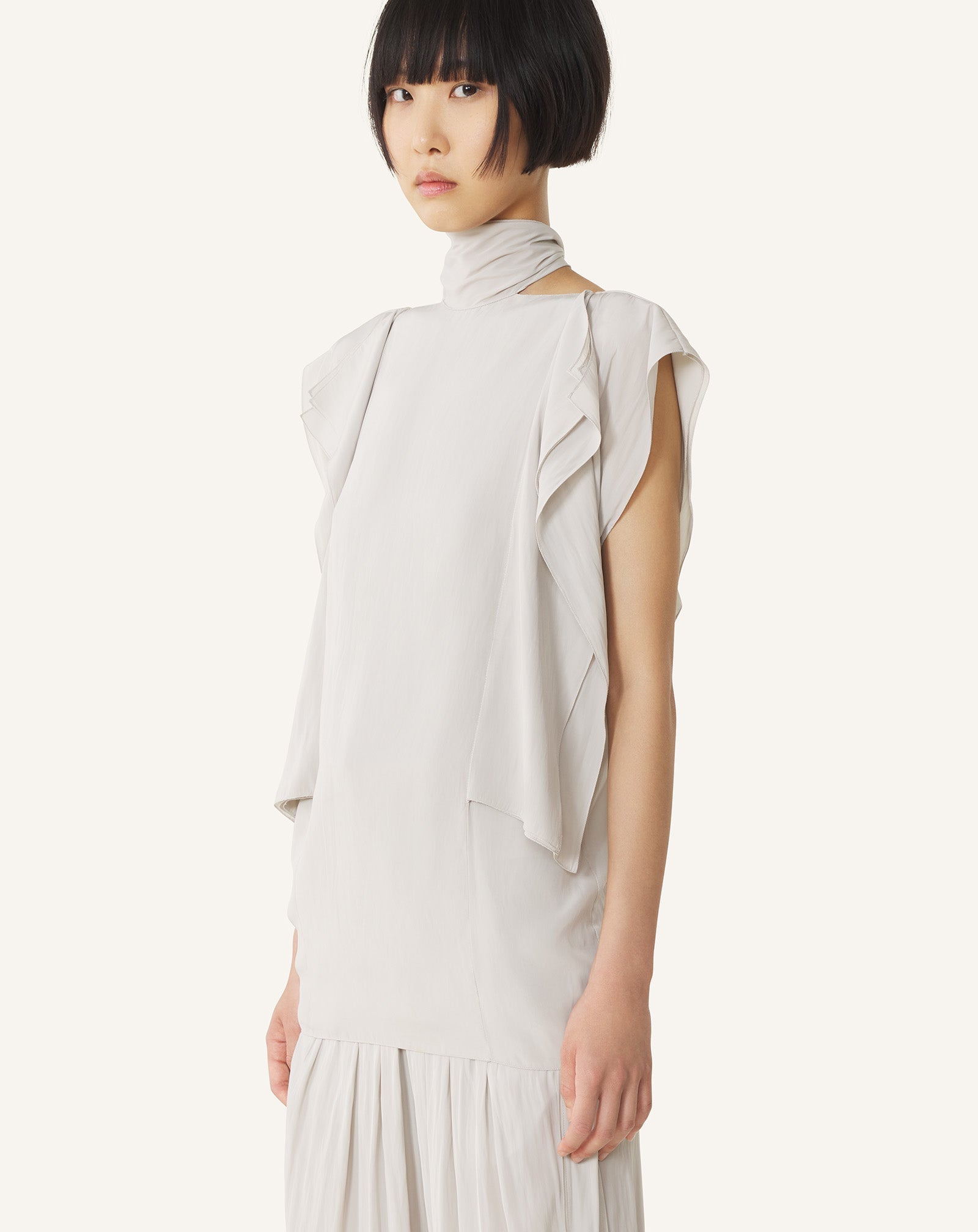 Haut À Volants En Charmeuse White | Lanvin Women